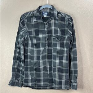 J. Crew Black and Gray Checkered Men's Flannel Shirt